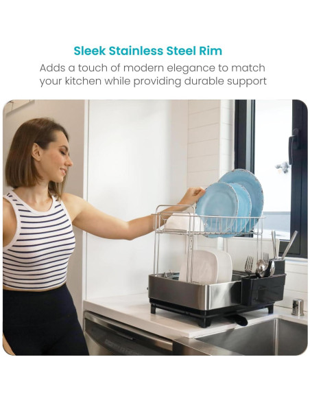 Estante de Secado de Platos Home Zone Living 2 Niveles Acero Inoxidable