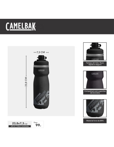Botella de Agua Aislada CamelBak Podium Dirt Series 621ml Negra