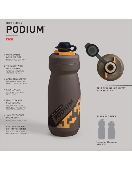 Botella de Agua Aislada CamelBak Podium Dirt Series 621ml Negra