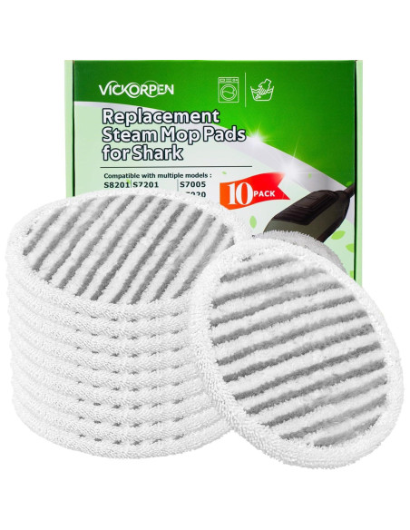 Paquete de 10 almohadillas de microfibra Vickorpen para mopa de vapor