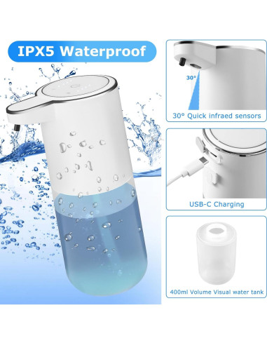 Pack de 2 dispensadores de jabón automático VZZNN 400ml