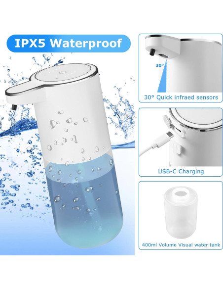 Pack de 2 dispensadores de jabón automático VZZNN 400ml