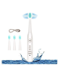 Cepillo de dientes eléctrico Sonic RED-NI ET201, 4 cabezales, USB