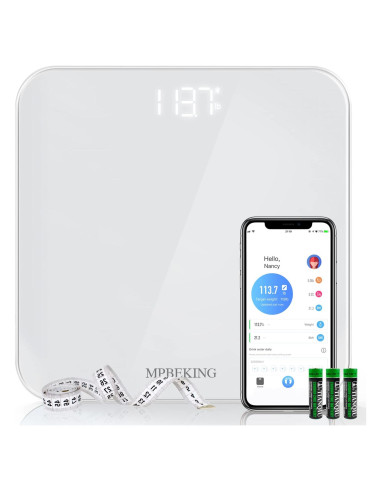 Báscula Digital Bluetooth MPBEKING 181kg LCD Blanca
