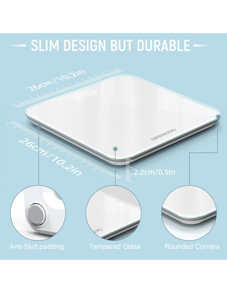 Báscula Digital Bluetooth MPBEKING 181kg LCD Blanca