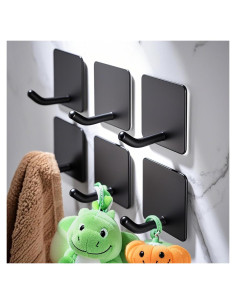 Ganchos Adhesivos DELITON 6 Pack Acero Inoxidable Negro 6.8 kg
