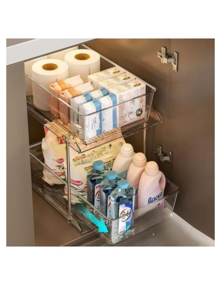 Organizador Extraíble AIYULONG 2 Niveles Claro para Baño y Cocina