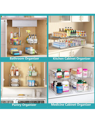 Organizador Extraíble AIYULONG 2 Niveles Claro para Baño y Cocina