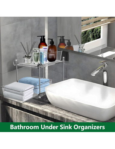 Organizador Extraíble AIYULONG 2 Niveles Claro para Baño y Cocina