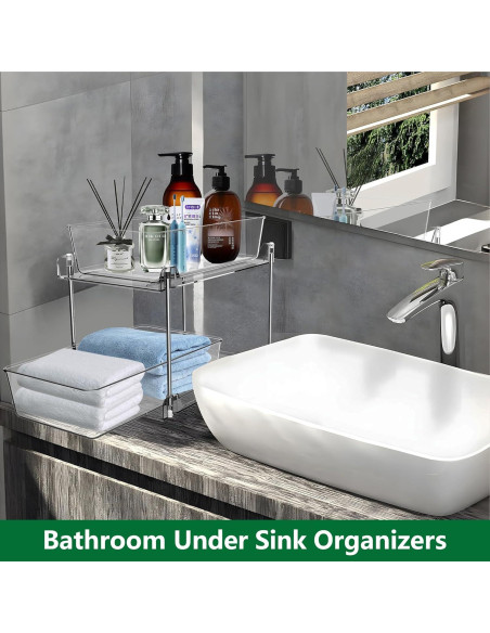 Organizador Extraíble AIYULONG 2 Niveles Claro para Baño y Cocina