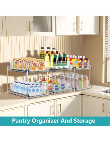 Organizador Extraíble AIYULONG 2 Niveles Claro para Baño y Cocina