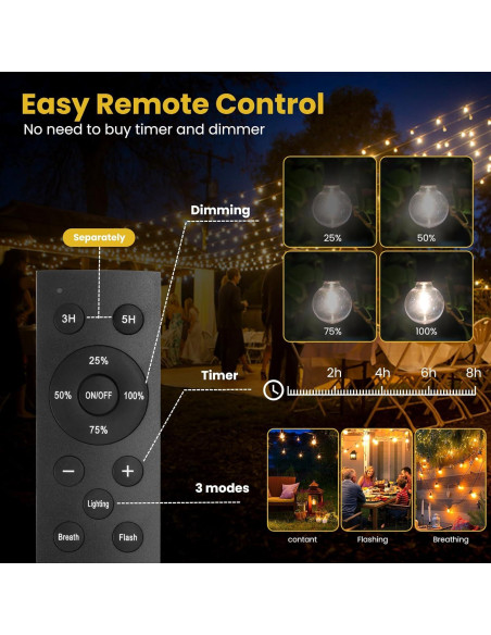 Luces de Cadena Solares 30 Bombillas LED Yusist 100FT
