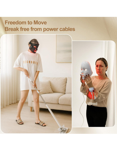 Máscara de Terapia de Luz Roja Inalámbrica LED 850nm - Cuidado Facial