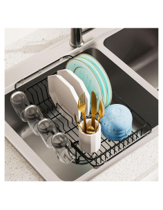 Escurridor de Platos Expandible AIDERLY Acero Inoxidable Negro