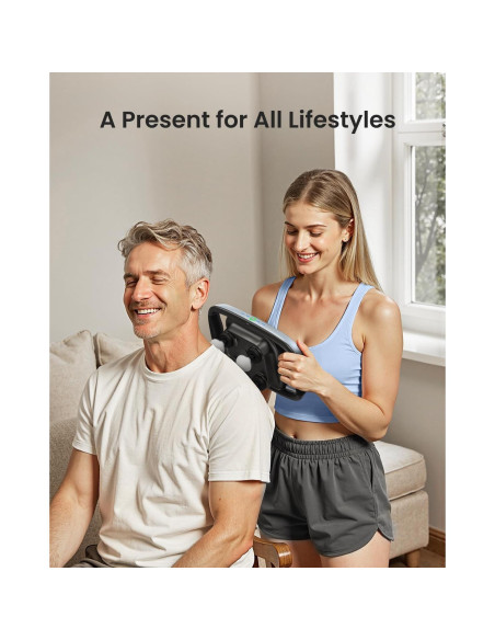 Pistola de Masaje RENPHO PUK-R-WMG11-GY, 4 Cabezas, 12V