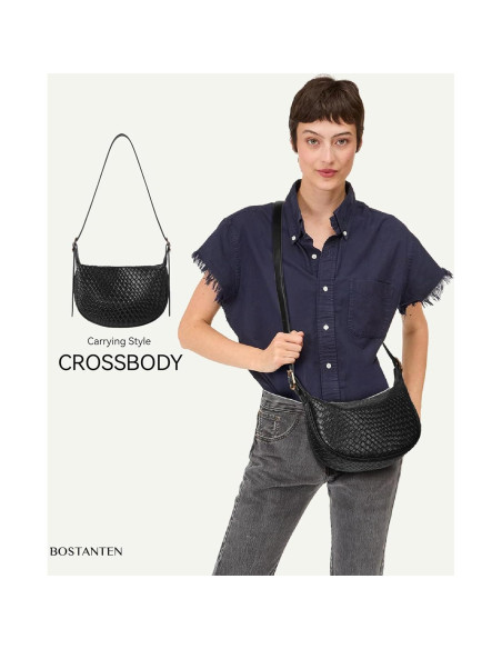 Bolso Cruzado BOSTANTEN para Mujeres - Negro Pequeño, 26.4x8.4x17.5cm