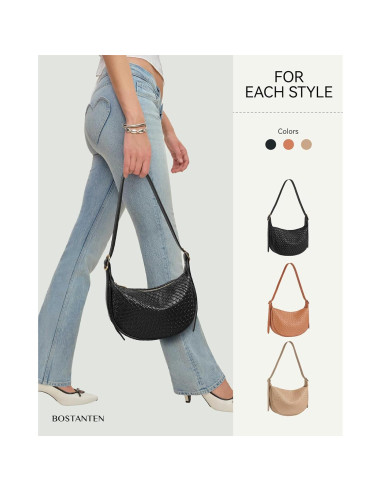 Bolso Cruzado BOSTANTEN para Mujeres - Negro Pequeño, 26.4x8.4x17.5cm