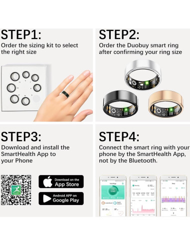 Anillo Inteligente Duobuy para Salud y Fitness - Monitoreo Cardíaco, Sueño y Actividad