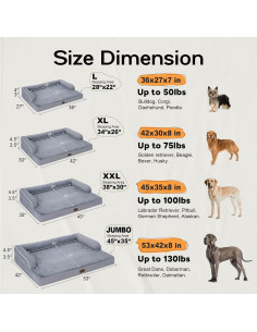 Cama Ortopédica para Perros XL Mekiy - Espuma Viscoelástica Impermeable 2