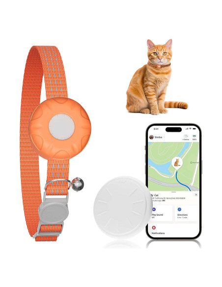 Rastreador GPS para Gatos ZFSJTAG Naranja, Sin Cuota Mensual
