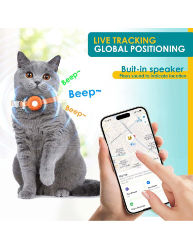 Rastreador GPS para Gatos ZFSJTAG Naranja, Sin Cuota Mensual