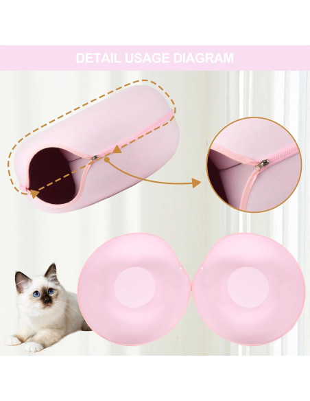 Cueva para Gatos FICHEC Rosa 61 cm Desmontable y Lavable
