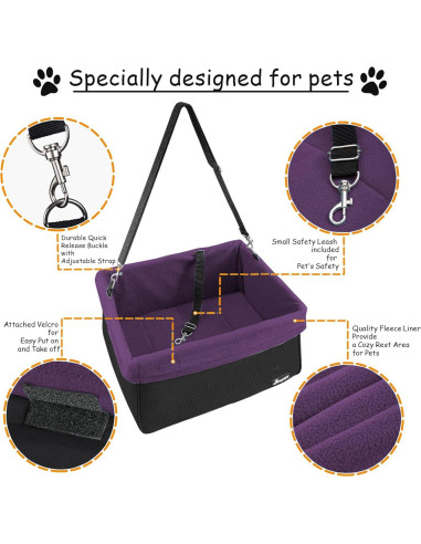 Asiento Elevador para Perros Jespet Púrpura 40.6x33x22.9cm