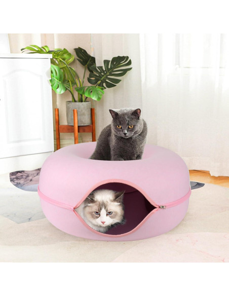 Cueva para Gatos FICHEC Rosa 61 cm Desmontable y Lavable
