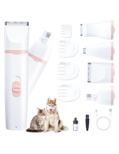 Cortapelos Silencioso KIKETECH Rosa 4 en 1 para Perros y Gatos