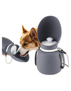 Botella de Agua para Perros NAMSAN 800ML Silicona Gris