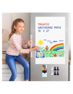 Pizarra blanca magnética Babenoun 45.72 x 99.06 cm para refrigerador