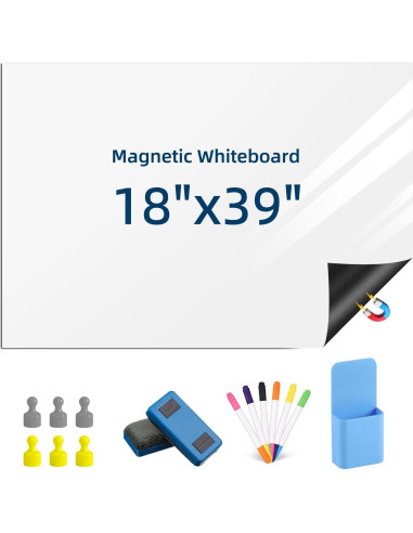 Pizarra blanca magnética Babenoun 45.72 x 99.06 cm para refrigerador