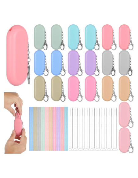 20 Pajitas de Silicona Reutilizables Homaisson con Fundas y Cepillos