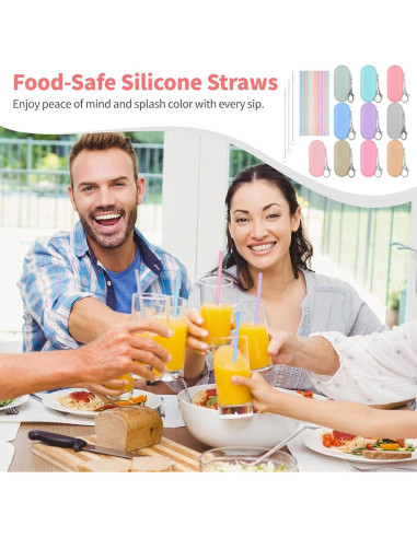 20 Pajitas de Silicona Reutilizables Homaisson con Fundas y Cepillos