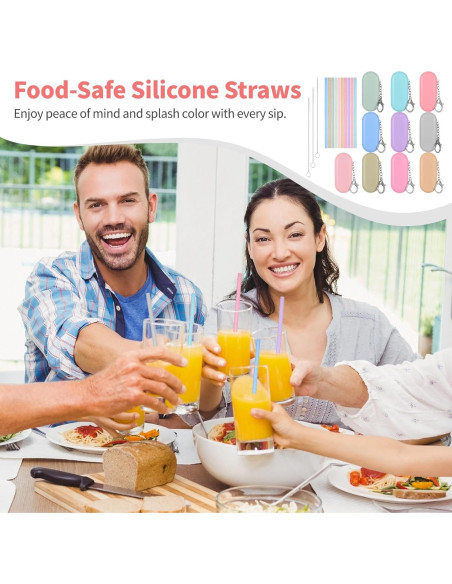 20 Pajitas de Silicona Reutilizables Homaisson con Fundas y Cepillos