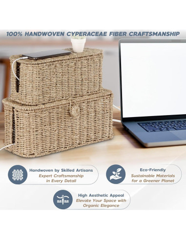 Juego de Cajas Organizadoras de Cables Cyperaceae - 2 Piezas