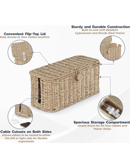 Juego de Cajas Organizadoras de Cables Cyperaceae - 2 Piezas