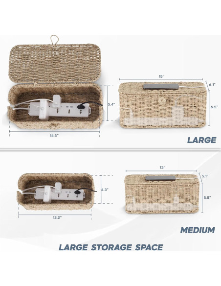 Juego de Cajas Organizadoras de Cables Cyperaceae - 2 Piezas