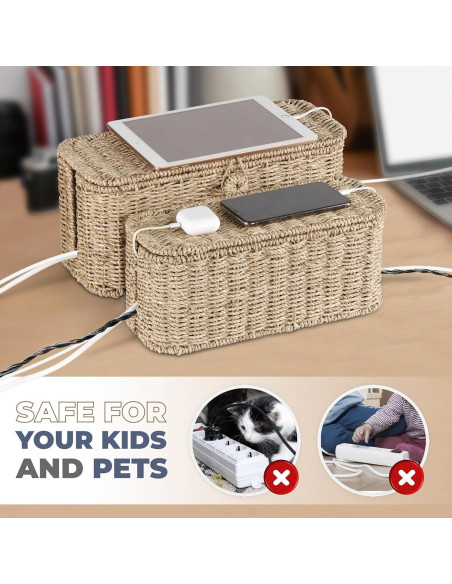 Juego de Cajas Organizadoras de Cables Cyperaceae - 2 Piezas