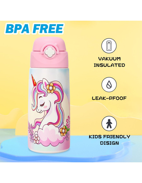 Botella de Agua Aislada Ntswasd Unicornio 0.47L Acero Inoxidable