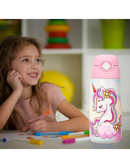 Botella de Agua Aislada Ntswasd Unicornio 0.47L Acero Inoxidable