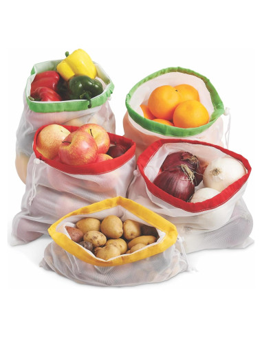 Bolsas de Malla Reutilizables HIC Kitchen - Juego de 5 con Cierre