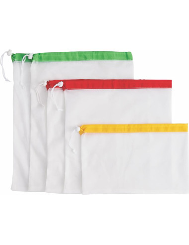 Bolsas de Malla Reutilizables HIC Kitchen - Juego de 5 con Cierre