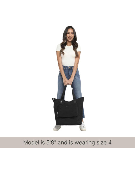 Bolsa Tote Expandible Baggallini 56 cm Nylon Lavable Negro