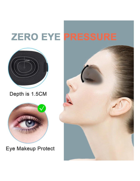 Mascarilla para dormir 3D ISKOVI, negra, ajustable, suave