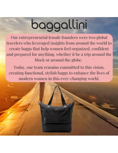 Bolsa Tote Expandible Baggallini 56 cm Nylon Lavable Negro