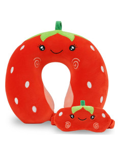Almohada de Cuello para Niños MissSoul Fresa Roja Espuma Viscoelástica