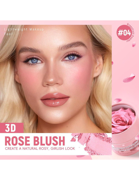 Rubor Crema a Polvo HOSAILY Rosa Suave 3D - Acabado Natural