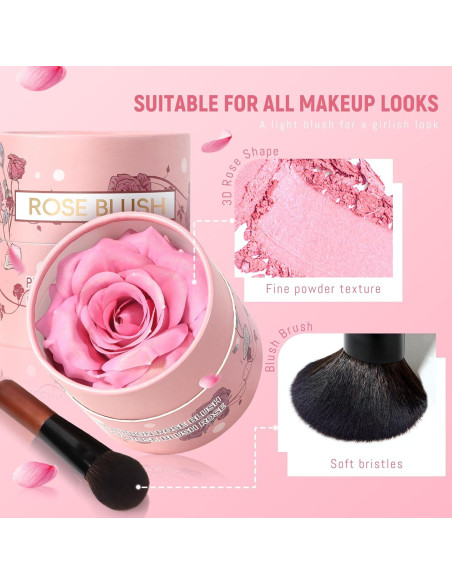 Rubor Crema a Polvo HOSAILY Rosa Suave 3D - Acabado Natural