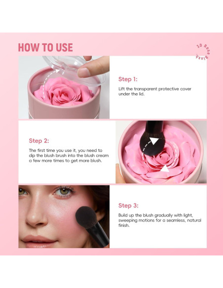 Rubor Crema a Polvo HOSAILY Rosa Suave 3D - Acabado Natural